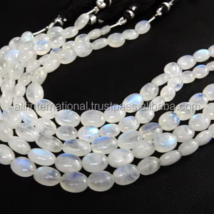 Alifinternational - Cuentas Ovaladas de Piedra Lunar Azul Arcoíris Natural AAA Sueltas y Lisas para Joyería, Venta al por Mayor - Product Image 1