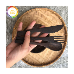 Cuillère en bois de qualité supérieure en palissandre pour remuer la soupe et servir le riz Outils de cuisine élégants du Vietnam - Product Image 2