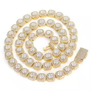 Único collar de cadena de tenis de 2,5 MM plata/oro de 10 quilates chapado en oro amarillo corte brillante diamantes de moissanita estilo moderno rodio - Product Image 4