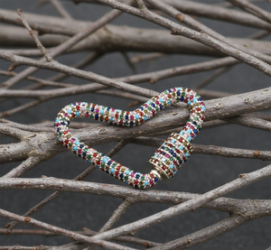 Pendentif en forme de cœur avec fermoir mousqueton en argent sterling 925, breloques fines, CZ multicolores - Product Image 4