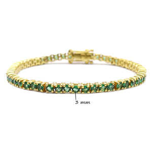 Pulsera de tenis de cuarzo verde, pulsera chapada en oro, pulsera de piedras preciosas redonda delicada con circonita cúbica, pulsera minimalista moderna - Product Image 1