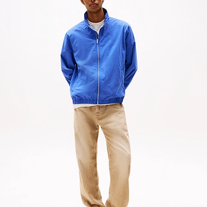 Veste coupe-vent pour homme OEM, col montant bleu, légère, fermeture éclair, séchage rapide, vêtement d'extérieur décontracté - Product Image 3