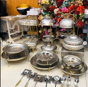 จานอุ่นอาหารสแตนเลสสีเงินมันวาวสำหรับ7L โรงแรมจานเสิร์ฟหรูหราปรับแต่งจานอุ่นอาหารแฟนซี - Product Image 6