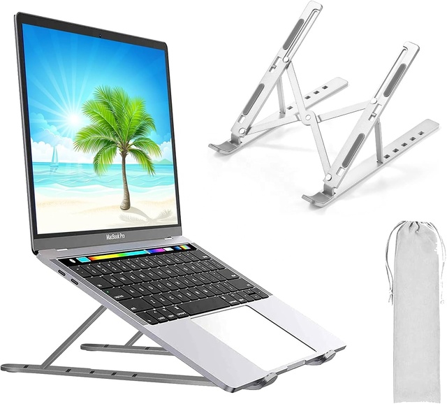 Portable Aluminum Laptop Stand for Desk Ergonomic 6-Levels Angles Adjustable Computer Tablet Stand
