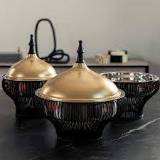 หม้อโลหะสุดหรูพร้อมขาตั้งสำหรับหม้อร้อนหม้อปรุงอาหารแฮนด์เมดสุดหรูรูปทรงกลมสำหรับงานแต่งงานงานปาร์ตี้เสิร์ฟ - Product Image 3