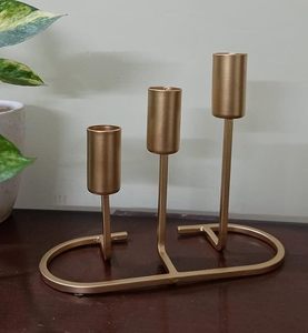 เชิงเทียนทองเหลืองชุบทองทำด้วยมือสำหรับตกแต่งบ้านงานแต่งงาน - Product Image 2