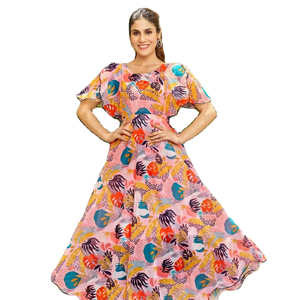 Vestido Largo de Diseño con Estampado Digital de Georgette Fancy Fox para Venta al por Mayor - Product Image 2