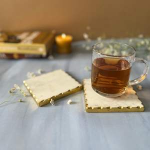 Best Quality Round White Stone Coasters Tabletop <b>Mats</b> & <b>Pads</b> for Kitchen Dinnerware Tea & Drink Use - Product Image 6