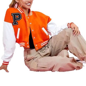 Chaqueta de béisbol para mujer, chaqueta universitaria para mujer con manga larga, calidad superior, más vendida, chaqueta Letterman de lana y poliéster para mujer - Product Image 4