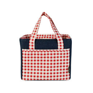 Customized Double Sided Women's Eco Friendly Shopping <b>Bag</b> Plaid Canvas Handbag Black <b>Tote</b> <b>Bag</b> - Product Image 4
