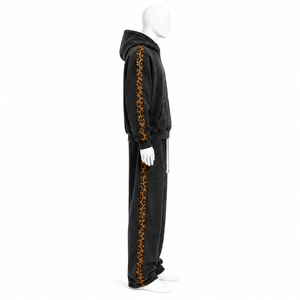 Conjunto Deportivo Unisex con Estampado de Leopardo Negro, Sudadera con Capucha y Cremallera, Pantalones Jogger, Dos Piezas, Ropa Deportiva Informal - Product Image 4