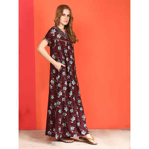 Evolove-Chemise de nuit Alpine mignonne pleine longueur, poche latérale, décolleté, broderie tissée, taille élastique, douce et confortable, dessin animé ODM Oem - Product Image 2