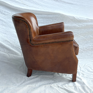 Defaico Classic Vintage Distressed Brown Black Real <strong>Leather</strong> Armchair <strong>Top</strong> <strong>Grain</strong> <strong>Leather</strong> Cigar <strong>Club</strong> <strong>Chair</strong>
