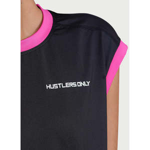 HUSTLERS ONLY Débardeur noir sans manches pour femme, col rond, formel, respirant, séchage rapide, tricoté en polyester/spandex, col O - Product Image 4