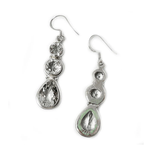 Pendiente de ajuste de bisel de Plata de Ley 925, piedra preciosa de cristal de corte ovalado a la moda chapada en plata para fiestas y bodas - Product Image 3