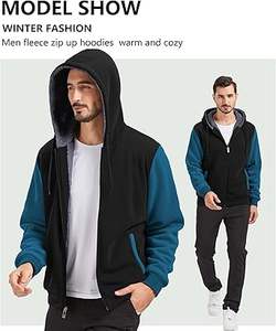 Sudaderas con capucha informales de invierno para hombre, forro polar de poliéster/algodón de Color sólido, ajuste Regular con diseño de bolsillo, transpirable, ecológico, de secado rápido - Product Image 4