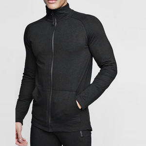 Survêtement pour commandes en gros, col montant, tissu respirant, survêtement d'entraînement pour hommes, design uni avec poches, veste zippée - Product Image 3