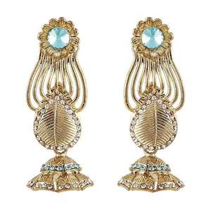 Pendientes colgantes finos Kriaa, piedra azul austriaca con baño de oro, modelo 1302202 - Product Image 1