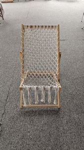 Chaise longue d'extérieur pliable et écologique en corde tissée à la main et en bois pour piscine, jardin, patio, type bambou pour parcs - Product Image 4