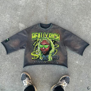 Personalizado peso pesado 100% algodón desgastado vintage ácido lavado para hombre pesado 300 gsm camiseta gráfica recortada boxy camiseta de gran tamaño - Product Image 6