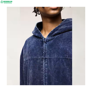 เสื้อฮู้ดดี้ผ้าฝ้าย 100% หนัก 500gsm แบบวินเทจ ซักแล้ว ทรงหลวม ปักลาย ซิปหน้า ระบายอากาศ แห้งเร็ว ขายส่งแบบใหม่ - Product Image 4