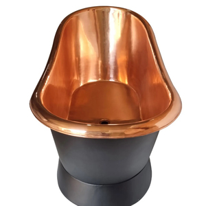 Baignoire de ferme autoportante en cuivre Intérieur poli Nouvelle arrivée Installation de base sur pattes Baignoires à remous modernes - Product Image 6
