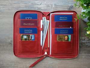 Monogramme Famille Bouton Fermeture Éclair En Cuir Véritable Vintage Passeport Titulaire Voyage Portefeuille Cas LFPH-0050C - Product Image 5