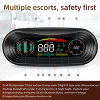 Compteur de pente GPS P18 pour voiture, affichage numérique HUD, compteur de vitesse, boussole, altimètre, jauge d'inclinaison, affichage multifonctionnel pour la conduite