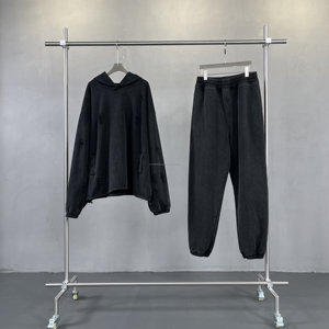 450 Gsm poids lourd sweats à capuche unis français éponge Vintage sweat à capuche lavé broderie personnalisée lavage à l'acide en détresse sweat à capuche court - Product Image 6