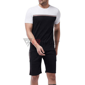 2024 logotipo personalizado verano 2 piezas hombres conjunto corto transpirable Jogger algodón hombres camisetas y pantalones cortos conjunto al por mayor tarifa OEM - Product Image 5