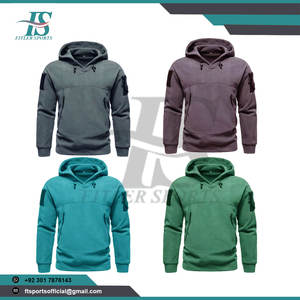 เสื้อฮู้ดผู้ชายแบบทหาร ผ้าฟลีซอุ่นสบาย 100% ผ้าฝ้ายถัก เป็นมิตรกับสิ่งแวดล้อม กันลม หลายสี สำหรับฤดูใบไม้ร่วงและฤดูหนาว ขายส่ง - Product Image 5