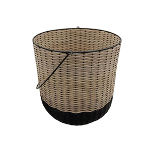 Panier de rangement en fer/canne avec poignée forme ronde fini naturel et noir pour cuisine de table fruits légumes panier de rangement - Product Image 1