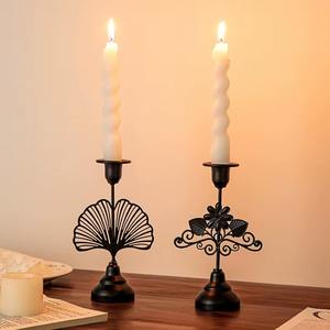 <b>Black</b> Designer Iron Candle Stand Elegant Design Perfect For Bedroom Decor Table Centerpiece And Celebration Use From India - Product Image 2