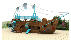 Grand ensemble de jeu de toboggan en bois personnalisable pour les écoles et les parcs pour les jeux en plein air et les centres commerciaux - Product Image 2