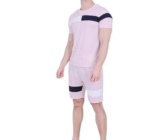 Ensemble T-shirt et short blancs pour homme, col en V, style décontracté, été, tissu tricoté respirant, grandes tailles, 100% polyester - Product Image 4