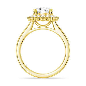 Anillo de Compromiso de Oro de 18K con Forma de Flor, Engastado con Rodio, Moissanita Redonda Incolora de Corte Brillante y Excelente Corte - Product Image 4