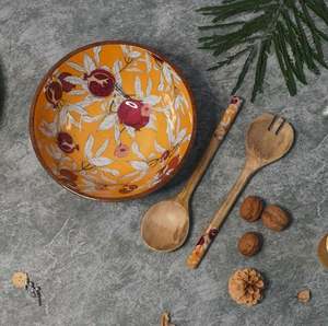 Vaisselle décorative de bol en bois imprimé coloré élégant pour le service de cuisine de salle à manger et le style intérieur unique de la maison - Product Image 3