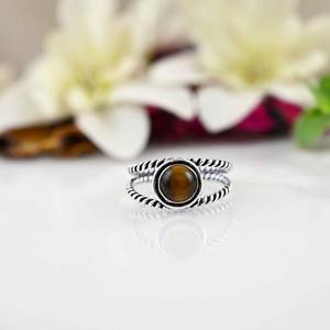 Anillo de Plata de Ley 925 con Piedra de Ojo de Tigre para Mujer, Estilo Boho, Joyería de Moda, Anillo Hecho a Mano, Regalo para Mamá - Product Image 3