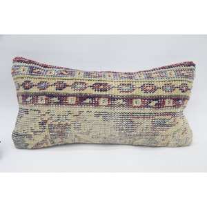 Oreiller en laine Patchwork Kantha Beige de luxe 8x16 pouces coussin décoratif Vintage moelleux brodé imprimé pour sol de canapé - Product Image 1