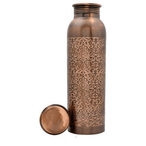 Juego de botellas de cobre puro grabado antiguo para deportes, gimnasio, Yoga, meditación, estilo de vida, ambiente, salud ayurvédica, Metal - Product Image 2