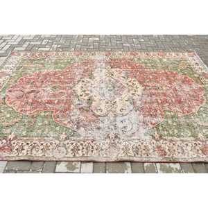 Alfombra Turca Vintage, Alfombra Grande de 6x9.9 pies, Alfombra de Lana con Diseño de Plantas y Árboles Rojos y Verdes - Product Image 3