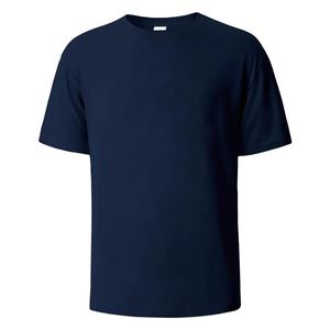 T-shirt en coton pur blanc robuste, fil épais, col rond, manches courtes, trois aiguilles, demi-manches - Product Image 1