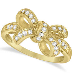 แหวนแฟชั่นรูปโบว์ประดับเพชร 0.26 กะรัต ทองคำ 14k - Product Image 1