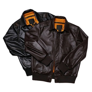 Veste en cuir de vache vintage pour homme de haute qualité, couleur marron, avec col montant, design à capuche en tissu tissé - Fils fins - Product Image 1