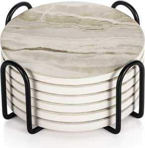 Handmade <b>Ceramic</b> Eco-Friendly Modern Round <b>Coasters</b> Set-High Quality - Product Image 1