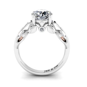 Bague de fiançailles design feuille d'argent 925 plaqué or diamant rond de style moderne pour les femmes au prix de gros - Product Image 3