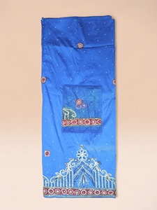 Tela George Azul Rey con Cuentas y Bordado Plateado, Material de Encaje de Lujo para Bodas Nigerianas - Product Image 2