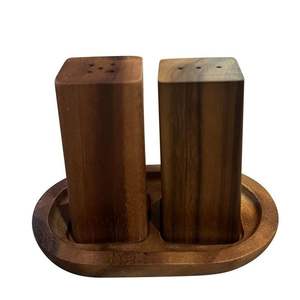 Juego de molinillo de sal y pimienta de madera Manual de madera de acacia de 8 pulgadas, molinillos de maíz elegantes para sal y pimienta marina para preparar comidas y condimentos - Product Image 2