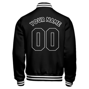 Vente en gros de vestes de baseball personnalisées boutonnées vestes universitaires noires d'université imprimées avec logo personnalisé pour hommes - Product Image 6