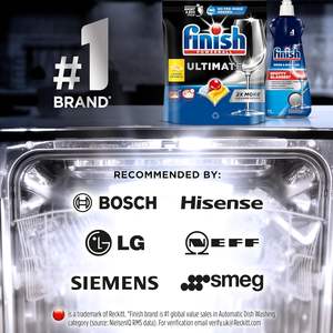 Pastillas para Lavavajillas Finish, Ultimate, 144 Unidades (48 x 3 Paquetes), Aroma Limón, Pastillas Detergentes que Limpian y Abrillantan, Eliminan las Manchas de Grasa Difíciles - Product Image 3